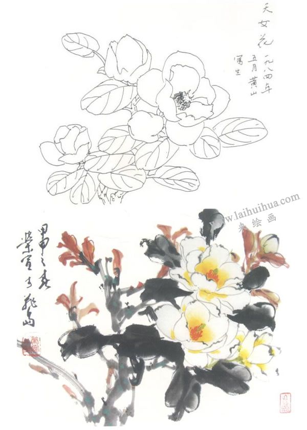 天女花写意画法