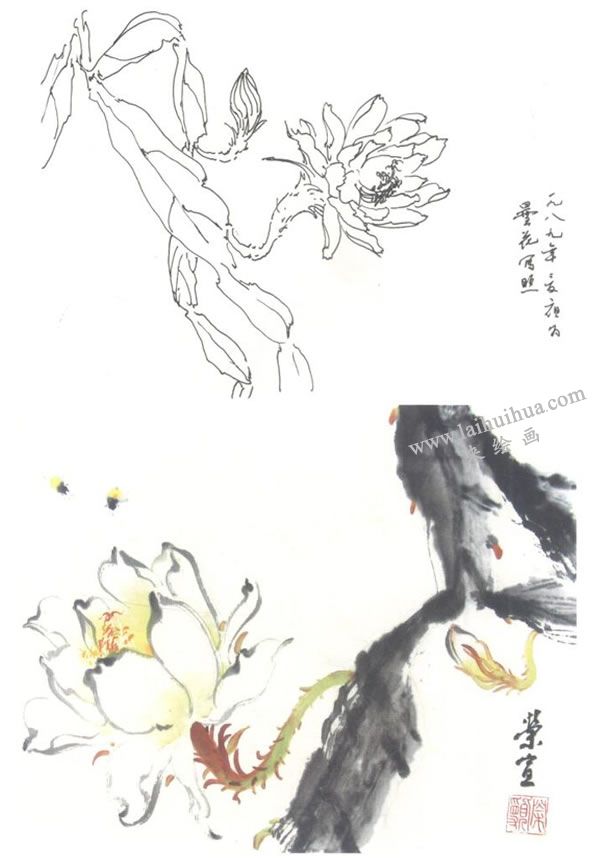 昙花写意画法