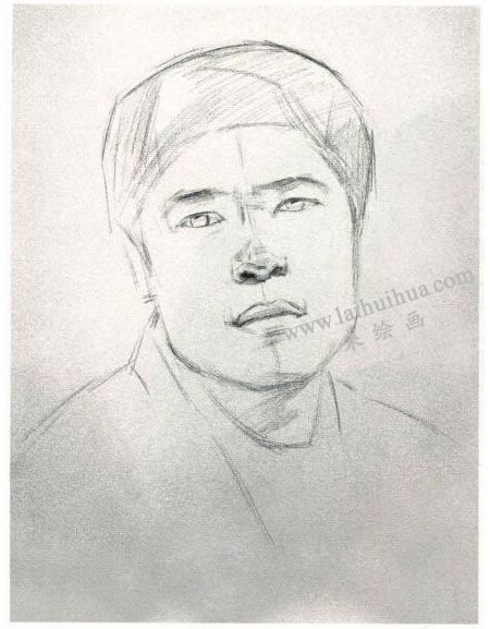 杨国杰中年男子人物素描画法步骤图示01