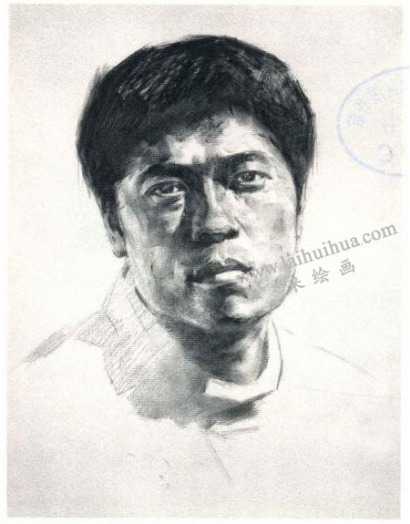 杨国杰中年男子人物素描画法步骤图示03