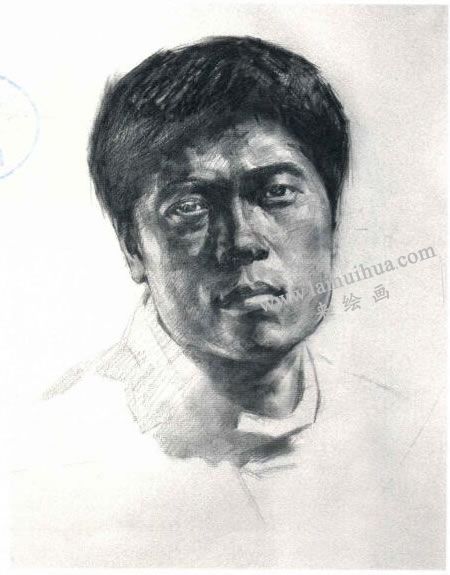 杨国杰中年男子人物素描画法步骤图示04