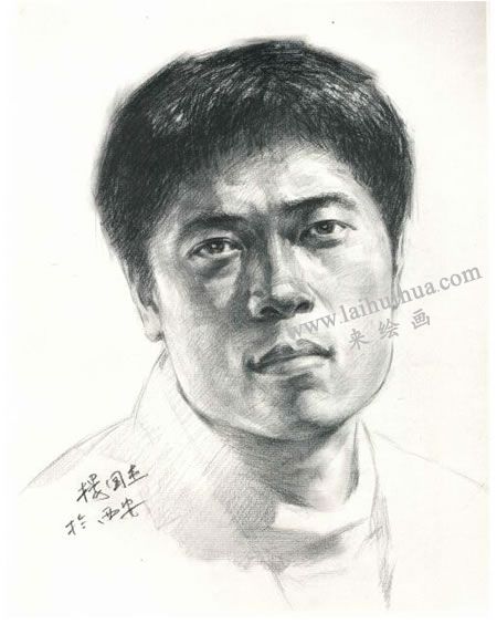 杨国杰中年男子人物素描画法步骤图示05
