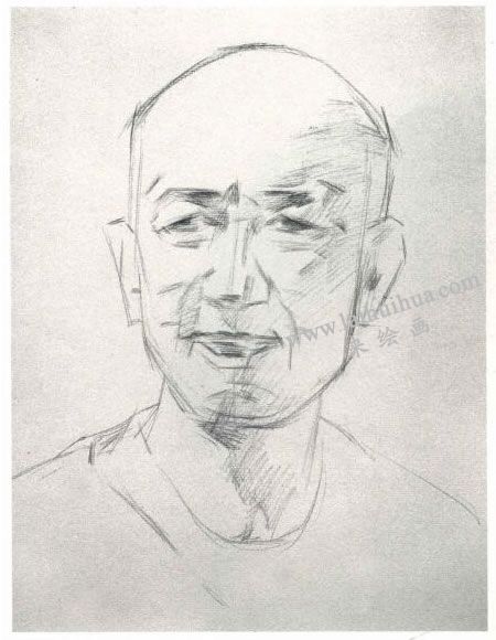 杨国杰老年男子人物素描画法步骤图示01