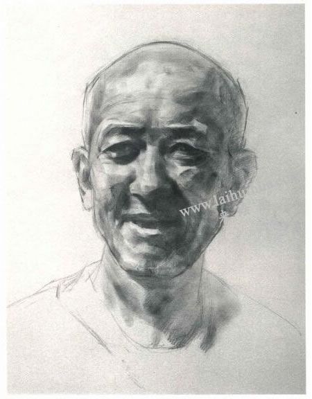 杨国杰老年男子人物素描画法步骤图示03