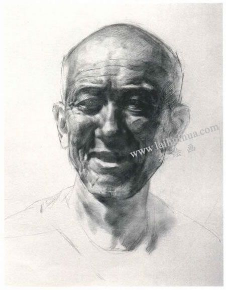 杨国杰老年男子人物素描画法步骤图示04