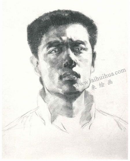 杨国杰壮年男子人物素描画法步骤图示04