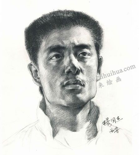 杨国杰壮年男子人物素描画法步骤图示05