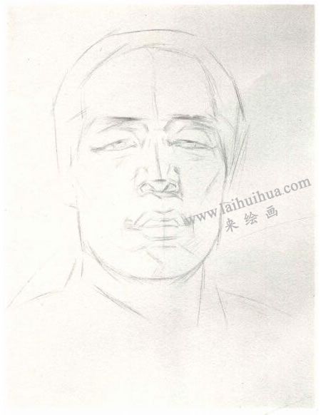 杨国杰中年男子肖像素描画法步骤图示01