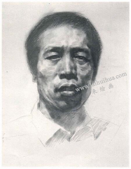 杨国杰中年男子肖像素描画法步骤图示04