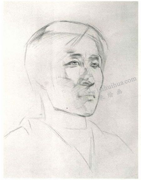 杨国杰青年男子侧面肖像素描画法步骤图示01