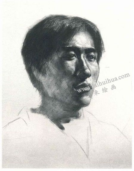 杨国杰青年男子侧面肖像素描画法步骤图示04