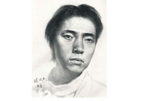 杨国杰青年男子正面肖像素描画法