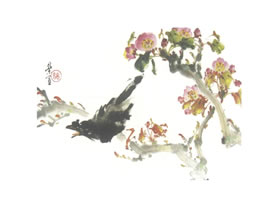 西府海棠写意画法