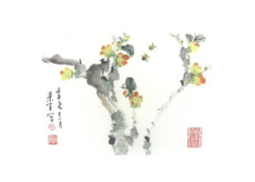 腊梅写意画法