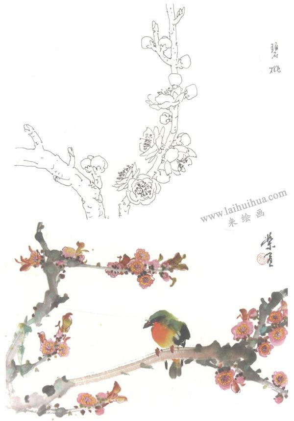 碧桃写意画法