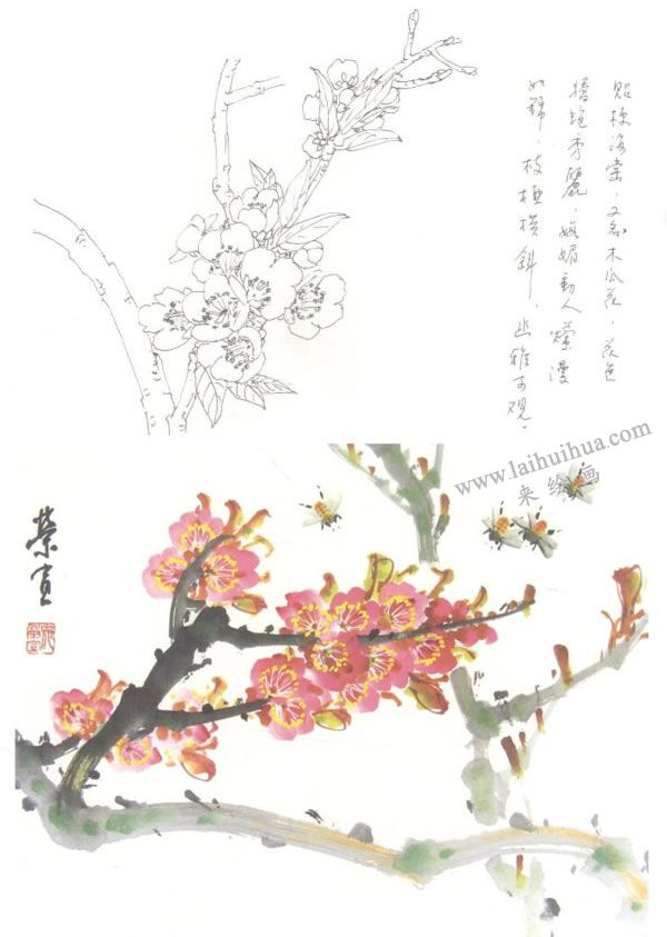 贴梗海棠写意画法
