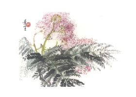 合欢的写意画法