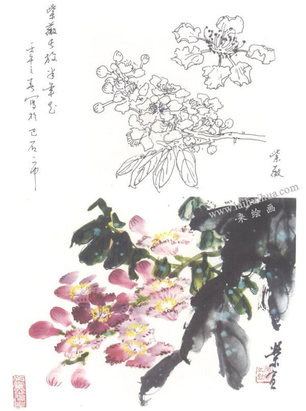 紫薇写意画法