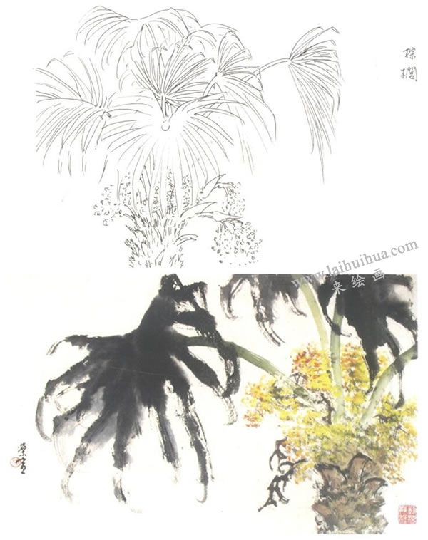 棕榈写意画法