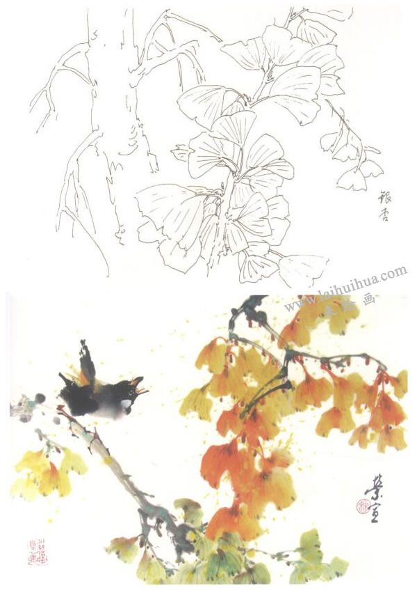 银杏写意画法