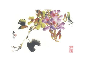 洋紫荆写意画法