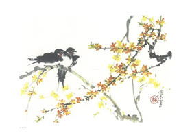 迎春花写意画法