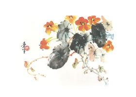 旱金莲写意画法
