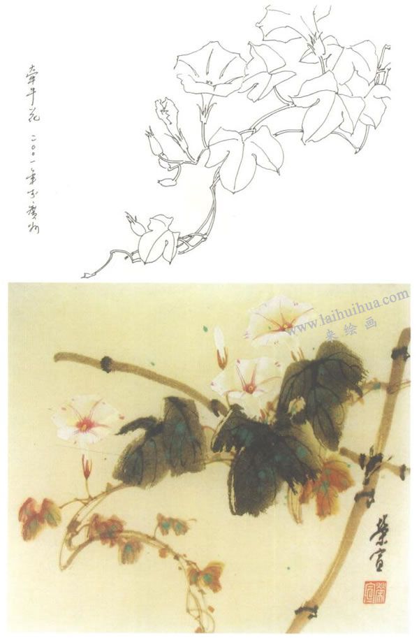 牵牛花的写意画法
