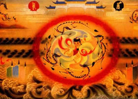 张仃《哪吒闹海》装饰画