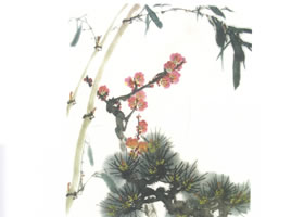 写意画《岁寒三友》