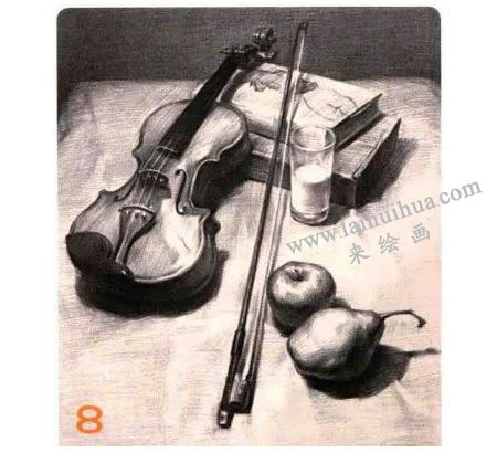 小提琴组合素描画法步骤图示08