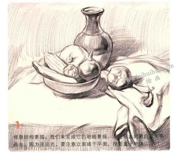 蔬菜组合素描画法步骤图示