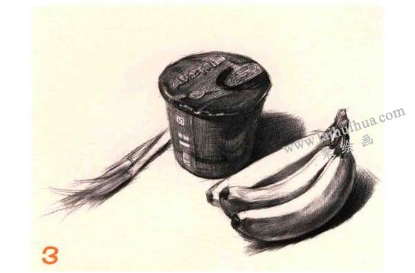 桶装方便面组合素描画法步骤图示03