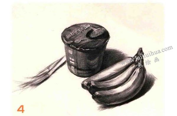 桶装方便面组合素描画法步骤图示04