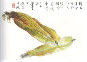 玉蜀黍（粟米）写意画法