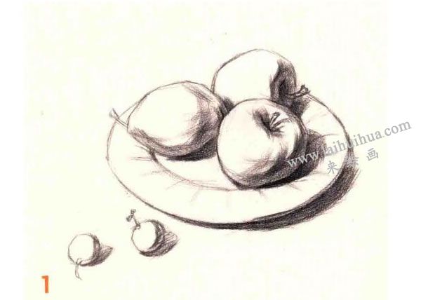 水果组合素描画法步骤图示01