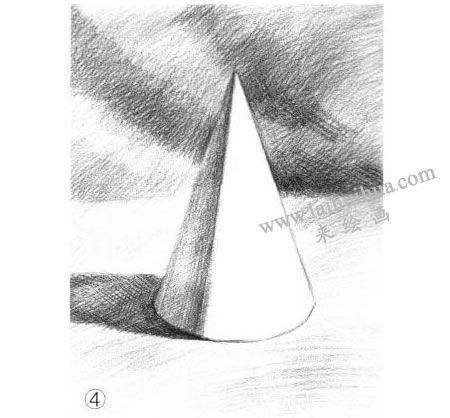 圆锥体素描的明暗画法步骤图示04