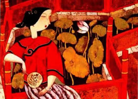 胡永凯装饰画《池中花》作品