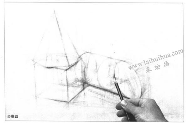 组合几何体素描以结构为主的作画步骤图示04