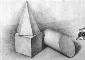 组合几何体素描以明暗为主的作画步骤