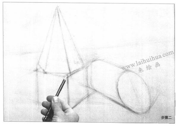 组合几何体素描以明暗为主的作画步骤图示02