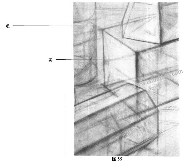 几何体空间构图虚实法图示