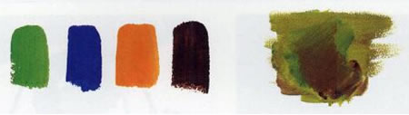 水粉画重叠调色