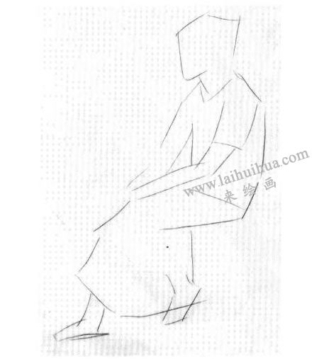 女性坐姿速写作画步骤01