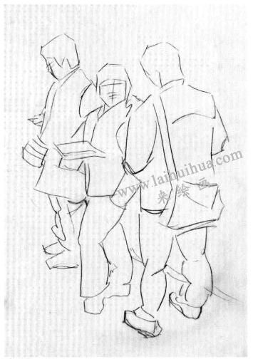 场景组合人物速写作画步骤02