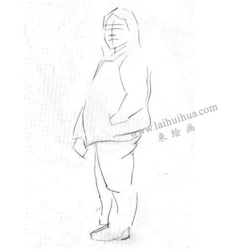 女性站姿速写作画步骤02