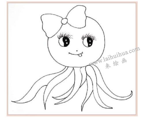 爱美的章鱼妹妹装饰画作画步骤图示02
