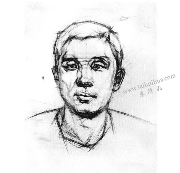 男青年头像结构素描画法步骤图示03