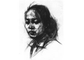 女青年头像结构素描画法