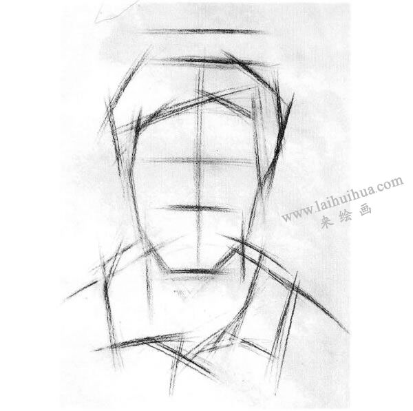 男中年头像结构素描画法步骤图示01